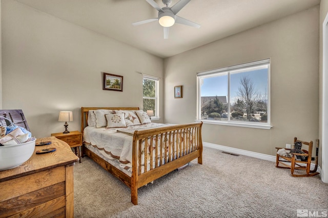2825 N Fork Ln, Minden, NV 89423 - bedroom with carpet floors, baseboards, and ceiling fan