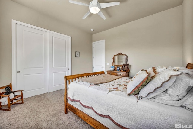 2825 N Fork Ln, Minden, NV 89423 - carpeted bedroom featuring a closet and a ceiling fan
