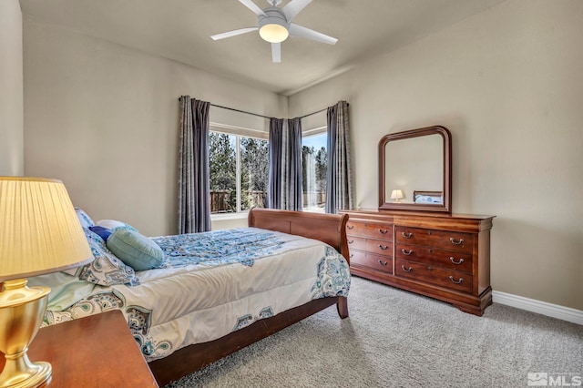 2825 N Fork Ln, Minden, NV 89423 - bedroom featuring carpet floors, baseboards, and a ceiling fan