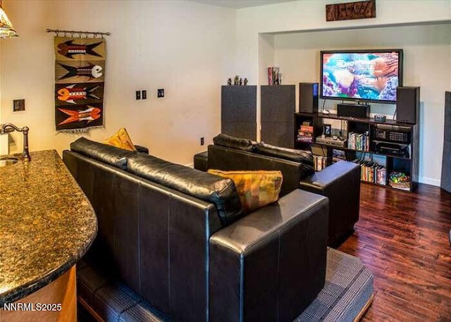 996 Tyner Way, Incline Village, NV 89451 - home theater featuring wood finished floors and a sink