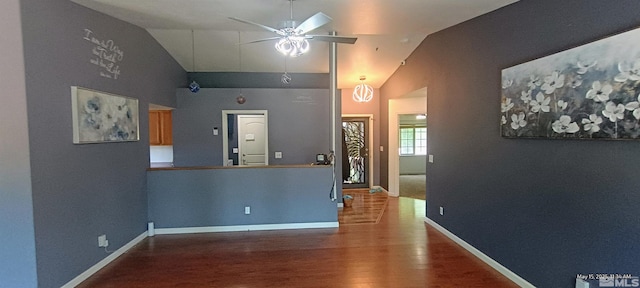 195 Monumental Cir, Sparks, NV 89436 - empty room with lofted ceiling, wood finished floors, a ceiling fan, and baseboards