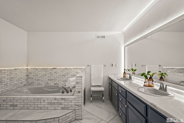 3075 Markridge Dr, Reno, NV 89509 - bathroom featuring marble finish flooring, double vanity, and a garden tub