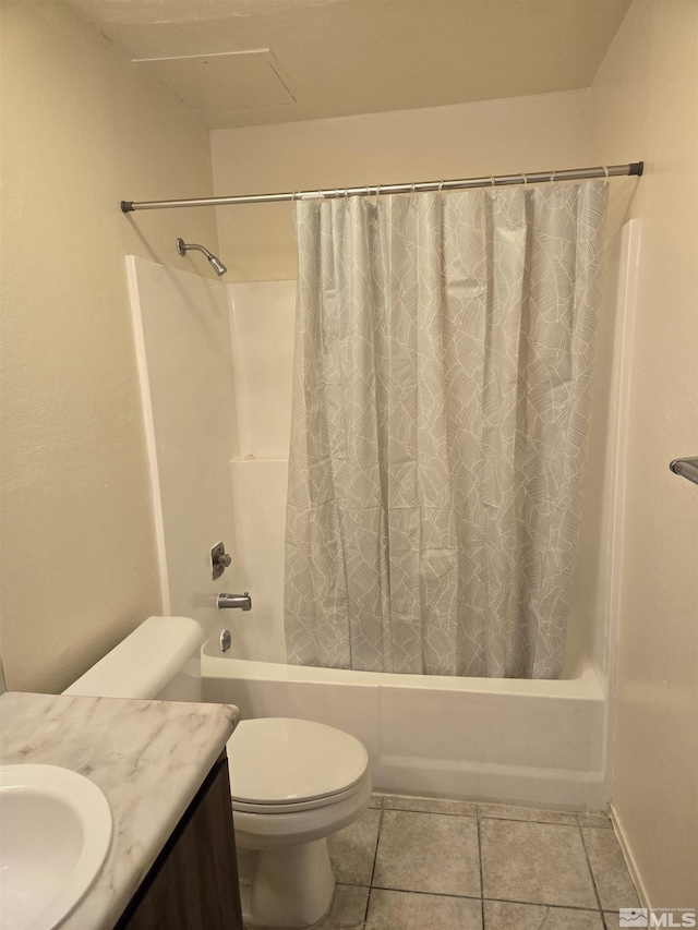 4604 Neil Rd Unit 157, Reno, NV 89502 - bathroom with shower / bath combo, toilet, vanity, and tile patterned floors