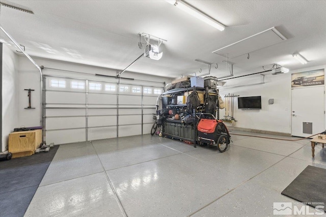 garage with a garage door opener