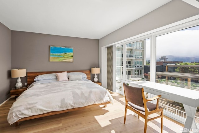 bedroom featuring light wood-style floors