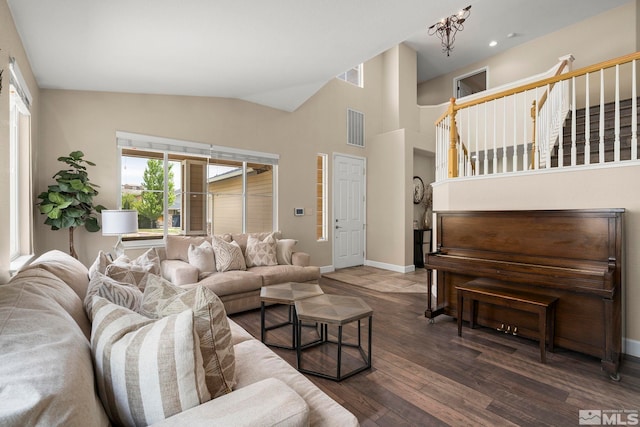 2963 Moose Ridge Dr, Reno, NV 89523 - living area with baseboards, wood finished floors, and vaulted ceiling