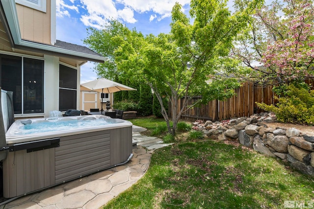 2963 Moose Ridge Dr, Reno, NV 89523 - view of yard with a hot tub and fence