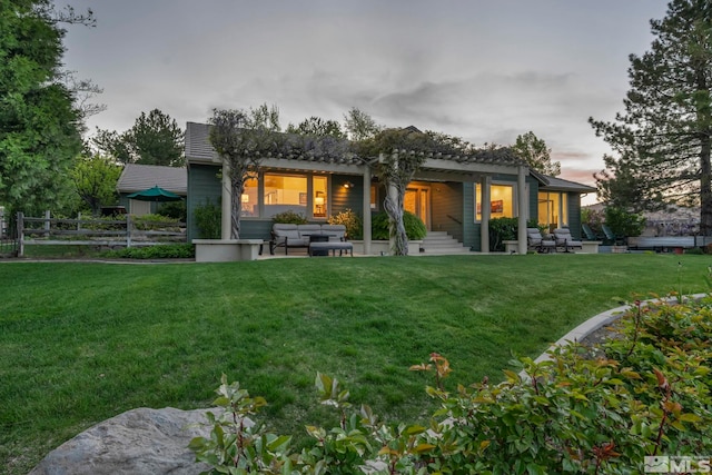 14250 Quiet Meadows Dr, Reno, NV 89511 - rear view of house with an outdoor living space and a patio area