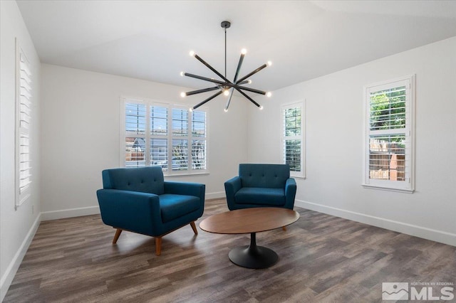 2160 Mammatus Dr, Sparks, NV 89441 - sitting room featuring a chandelier, wood finished floors, and baseboards