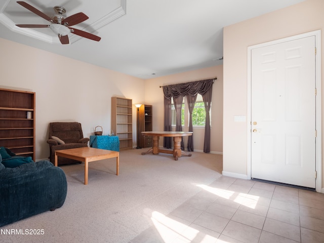 1840 Granite Chief Dr, Reno, NV 89521 - carpeted living area with a ceiling fan and baseboards
