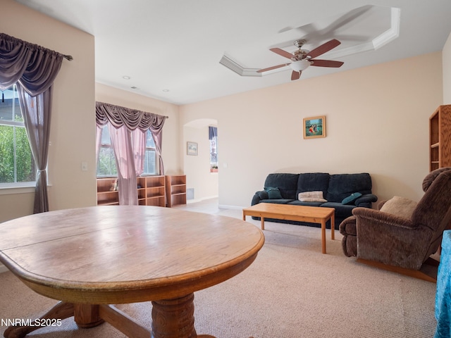 1840 Granite Chief Dr, Reno, NV 89521 - dining room with arched walkways, plenty of natural light, ceiling fan, and carpet