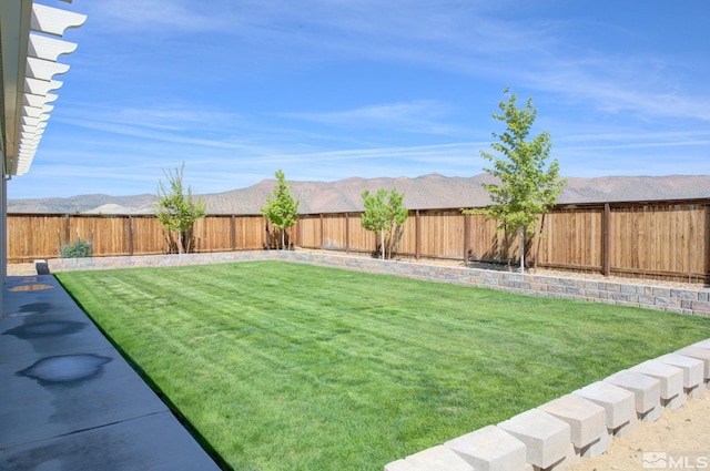 view of yard featuring a mountain view
