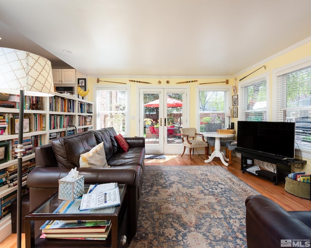 308 Thompson, Carson City, NV 89703 - living room featuring wood finished floors, plenty of natural light, french doors, and crown molding