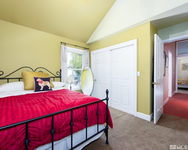 308 Thompson, Carson City, NV 89703 - carpeted bedroom with lofted ceiling, a closet, and baseboards