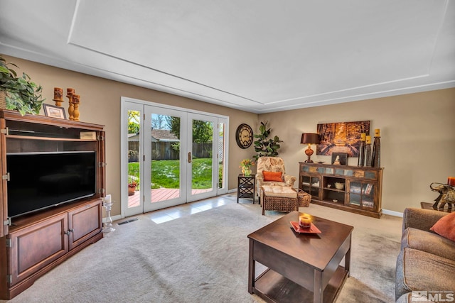 1509 Palo Verde, Carson City, NV 89703 - living area with light colored carpet, french doors, and baseboards