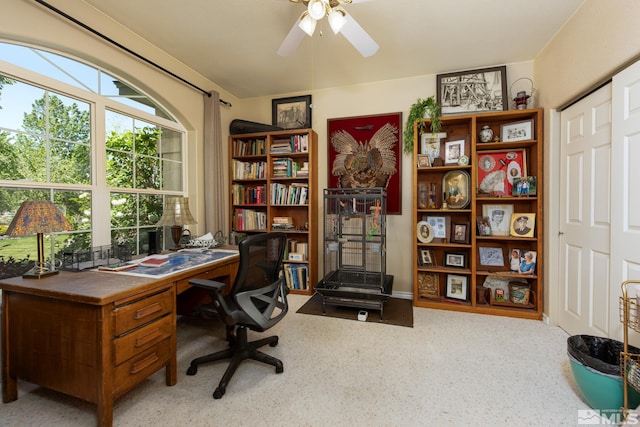 1082 Log Cabin Rd, Gardnerville, NV 89410 - office featuring a ceiling fan and carpet floors