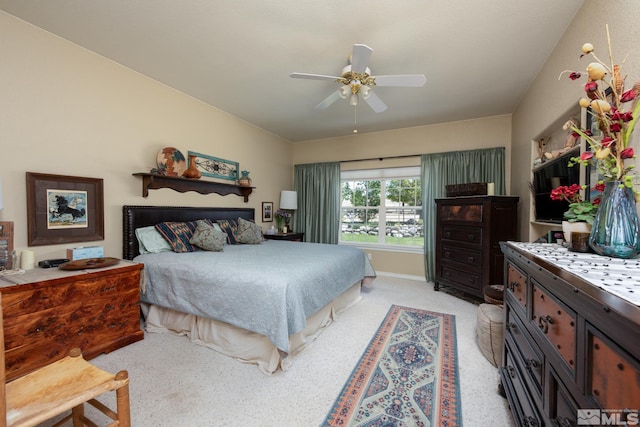 1082 Log Cabin Rd, Gardnerville, NV 89410 - bedroom featuring light carpet, ceiling fan, and baseboards
