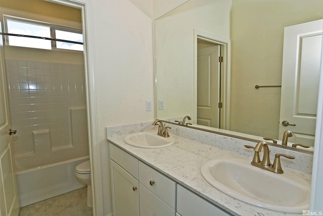 2091 Forest Grove Ln, Sparks, NV 89436 - full bathroom featuring toilet, double vanity, and tile patterned floors