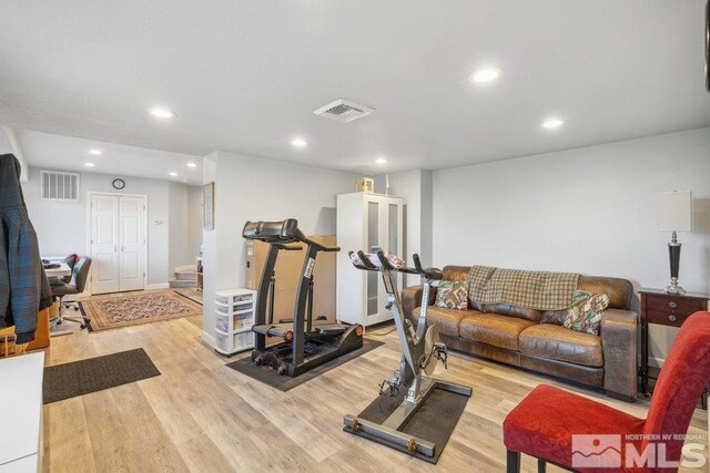2045 Flint Rd, Reno, NV 89521 - exercise area with light wood finished floors and recessed lighting