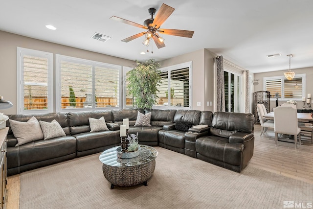 3325 Show Jumper Ln, Reno, NV 89521 - living area with a ceiling fan, wood finished floors, and recessed lighting
