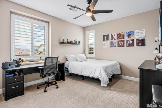 3325 Show Jumper Ln, Reno, NV 89521 - carpeted bedroom with an office area, baseboards, and ceiling fan