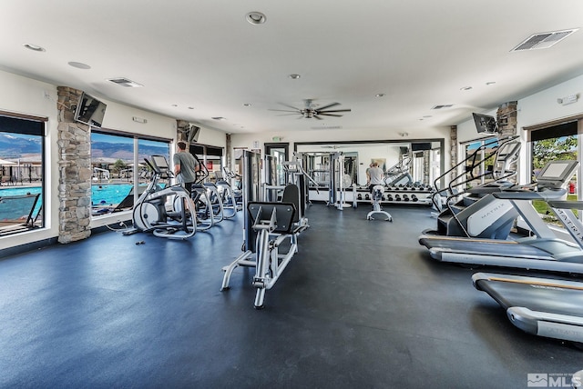 3325 Show Jumper Ln, Reno, NV 89521 - gym with ceiling fan and recessed lighting