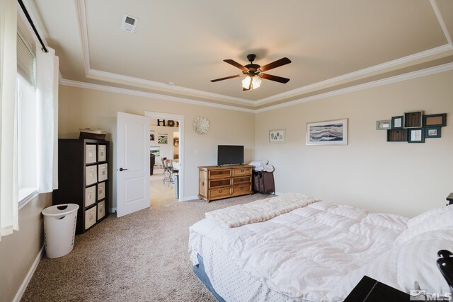 748 Thistle Dr, Spring Creek, NV 89815 - bedroom with carpet floors, crown molding, baseboards, and ceiling fan