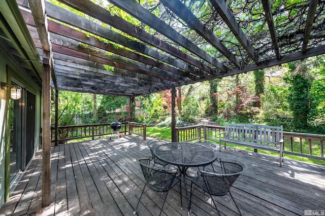12565 Creek Crest Dr, Reno, NV 89511 - wooden deck with a pergola, grilling area, and outdoor dining area