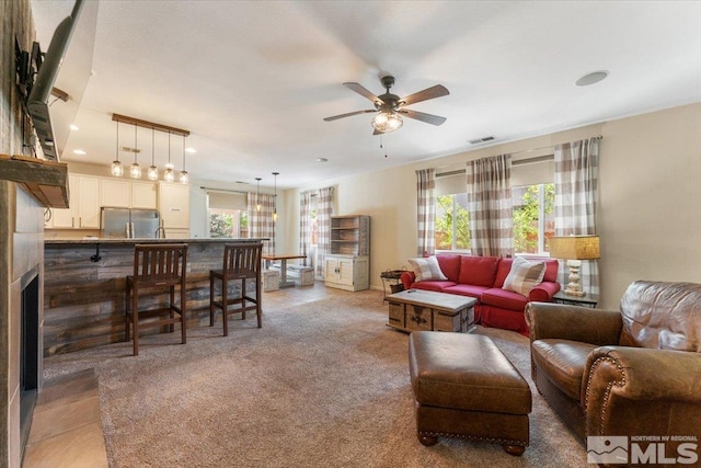 9185 Raytheon Ct, Reno, NV 89506 - living room featuring ceiling fan and recessed lighting