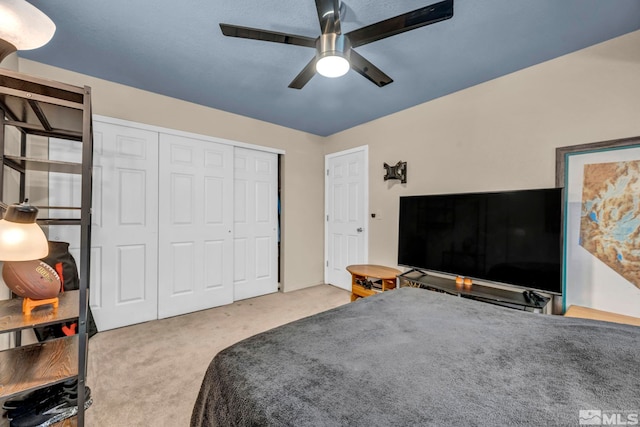 5190 Orinda Dr, Sparks, NV 89436 - bedroom featuring carpet flooring, a closet, and a ceiling fan