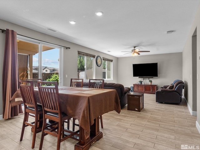 2401 Bridgetown Loop, Sparks, NV 89436 - dining space featuring light wood-style flooring, ceiling fan, recessed lighting, and baseboards