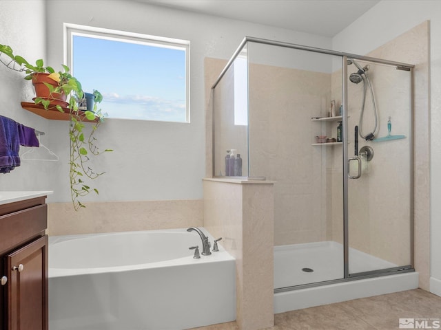 2401 Bridgetown Loop, Sparks, NV 89436 - bathroom featuring vanity, a shower stall, and a garden tub