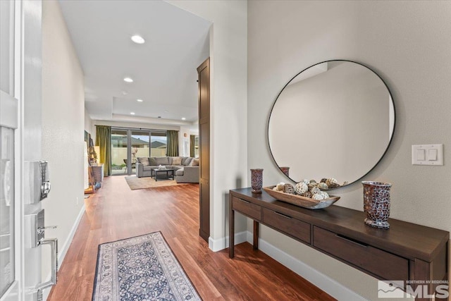 11129 Bandero Heights Ln, Reno, NV 89521 - hall with wood finished floors, recessed lighting, and baseboards