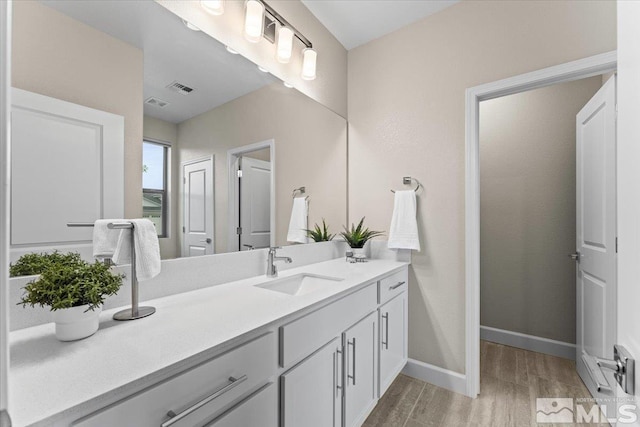 11129 Bandero Heights Ln, Reno, NV 89521 - bathroom featuring wood finished floors, vanity, and baseboards