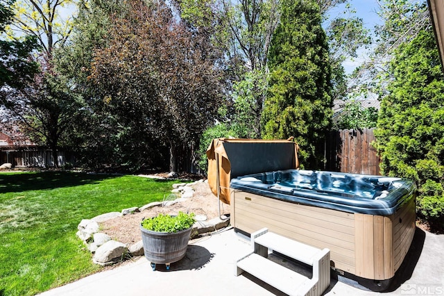 971 Fieldgate Way, Gardnerville, NV 89460 - view of patio / terrace featuring a hot tub
