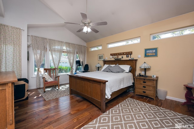 971 Fieldgate Way, Gardnerville, NV 89460 - bedroom with baseboards, wood finished floors, and high vaulted ceiling