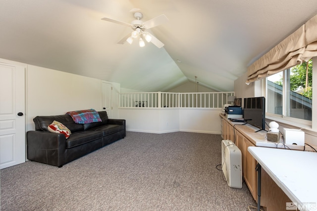 971 Fieldgate Way, Gardnerville, NV 89460 - office with ceiling fan, light carpet, lofted ceiling, and baseboards