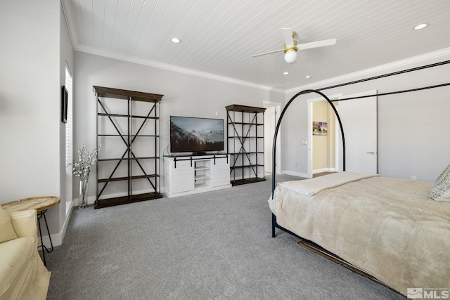 1009 Tremolite, Reno, NV 89511 - bedroom with crown molding, carpet, recessed lighting, baseboards, and wooden ceiling