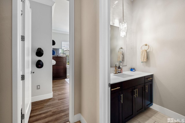 1009 Tremolite, Reno, NV 89511 - bathroom with baseboards, vanity, and wood finished floors