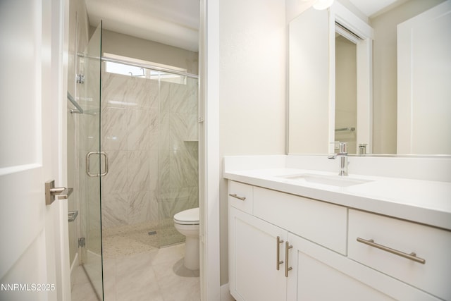 620 Sage Grouse Lp, Gardnerville, NV 89460 - bathroom featuring toilet, a stall shower, vanity, and tile patterned floors