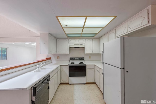 966 Woodstone Dr, Sparks, NV 89434 - kitchen with freestanding refrigerator, electric range oven, under cabinet range hood, a sink, and dishwasher