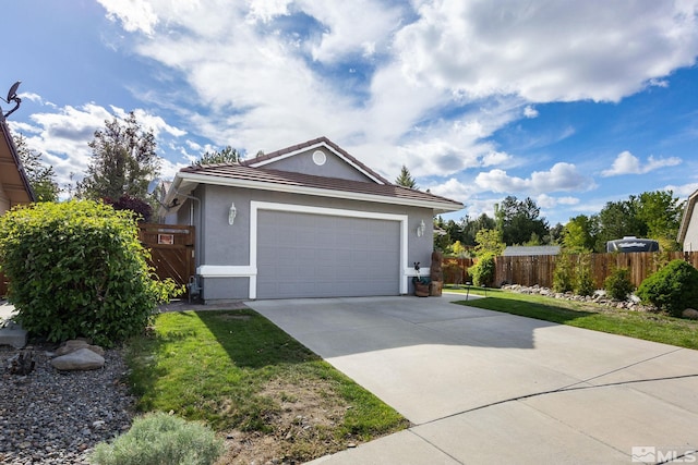 6525 Monticello Ct, Reno, NV 89519 - view of front of property with stucco siding, a tiled roof, and a garage