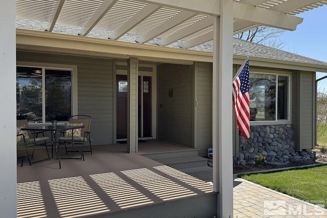 1051 Tenabo Ln, Gardnerville, NV 89410 - view of patio with a pergola and outdoor dining area