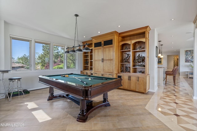 10286 Morning Song Trl, Reno, NV 89511 - rec room featuring billiards table, light tile patterned flooring, recessed lighting, and baseboards