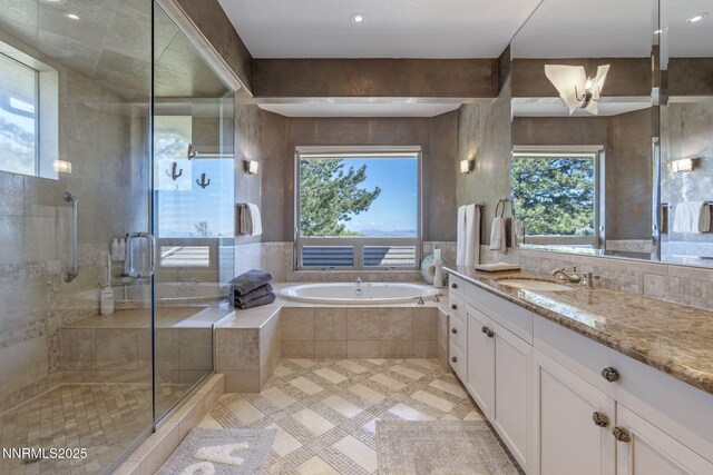10286 Morning Song Trl, Reno, NV 89511 - bathroom featuring healthy amount of natural light, a stall shower, and a garden tub