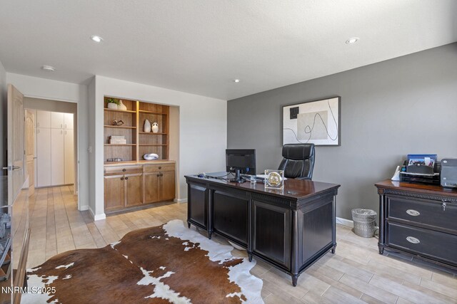 10286 Morning Song Trl, Reno, NV 89511 - home office with light wood-style flooring, baseboards, and recessed lighting