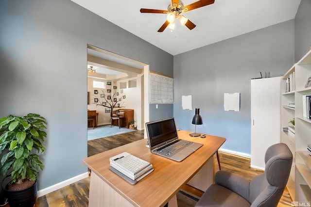 1523 Riverpark Pkwy, Dayton, NV 89403 - office space featuring ceiling fan, dark wood-style flooring, and baseboards