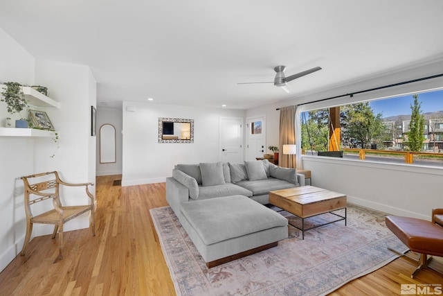 2480 Idlewild Dr, Reno, NV 89509 - living room with baseboards, ceiling fan, light wood-type flooring, and recessed lighting