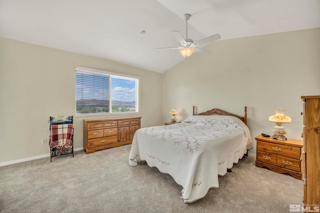 5245 Canyon View Dr, Sparks, NV 89436 - bedroom with lofted ceiling, light carpet, baseboards, and a ceiling fan