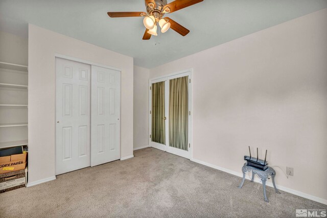 5245 Canyon View Dr, Sparks, NV 89436 - unfurnished bedroom featuring carpet floors, baseboards, a closet, and ceiling fan